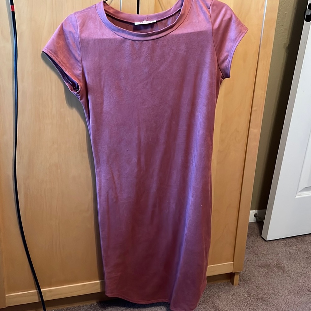 Pink Suede Bodycon Dress